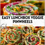 Colorful Lunchbox Veggie Pinwheels arranged on a plate as healthy spiral appetizers with fresh vegetables. 2026
